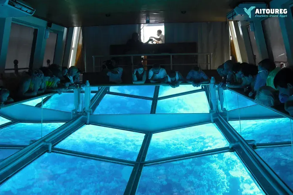 Glass bottom boat cruise and coral reef viewing